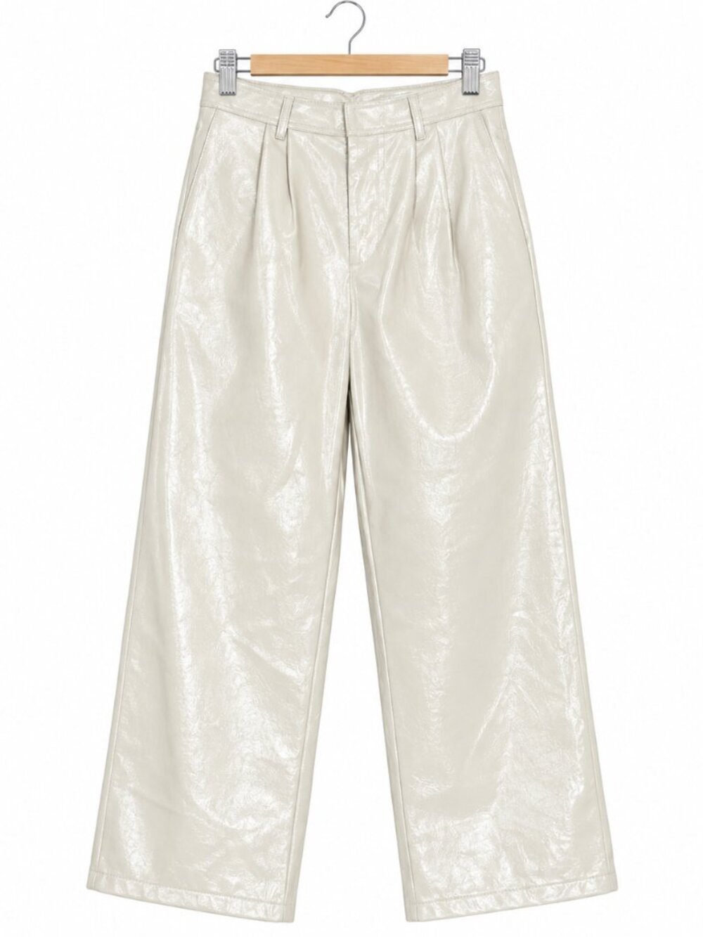 NWT 7 FOR ALL MANKIND Faux Leather Wide Leg Trouser Statement Pants Size S